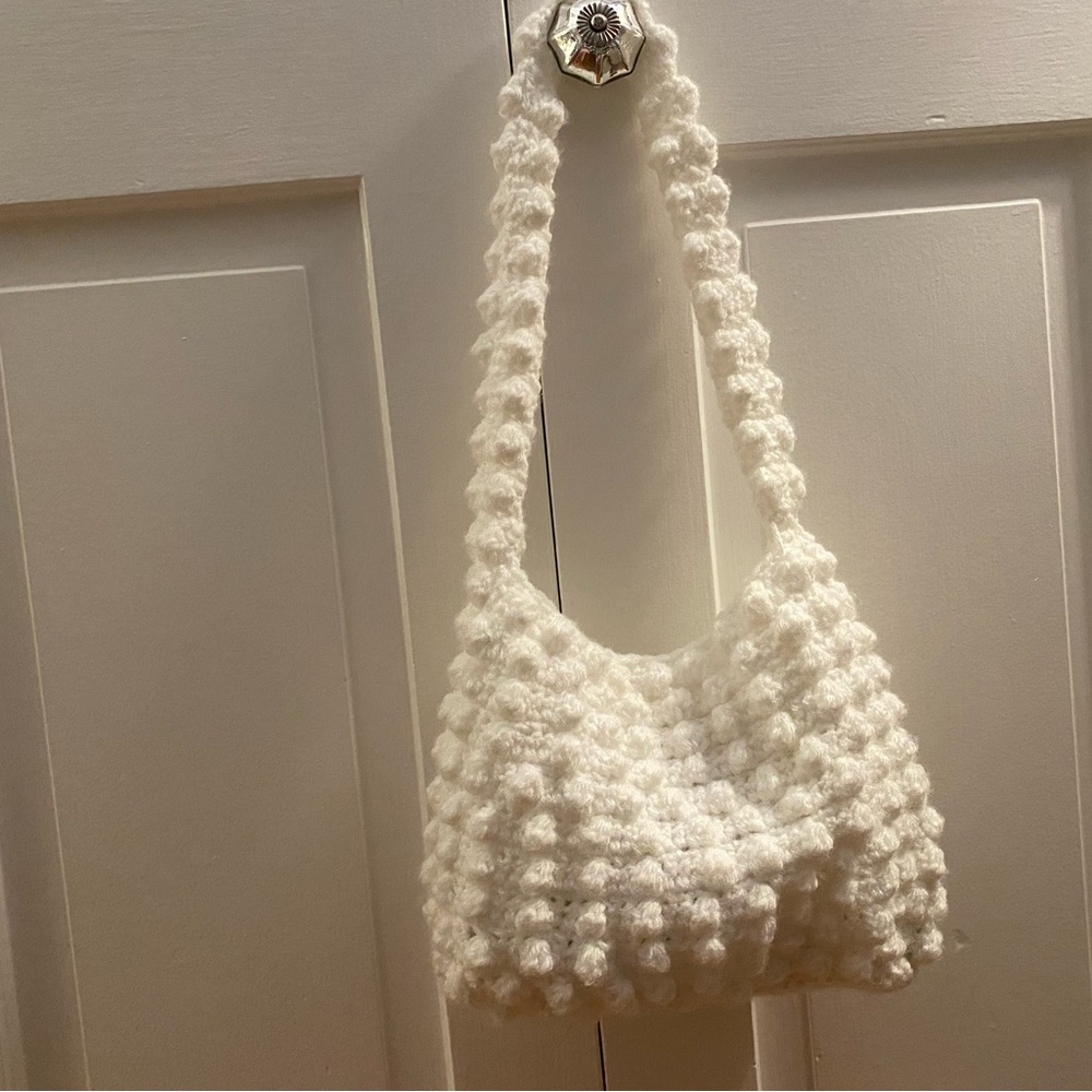 Handmade Crochet Popcorn Stitch Shoulder Bag